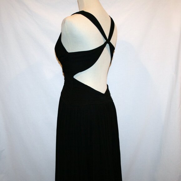 BCBG Maxazria Black Open Cross Back Floor Length Gown Small - Picture 2 of 12